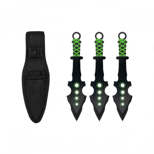 Set trei cutite de aruncare, 16.5 cm, husa inclusa, otel inoxidabil