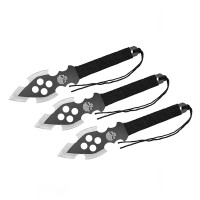 Set trei cutite de aruncare, Full Tang, 22.5 cm, otel inoxidabil, teaca inclusa