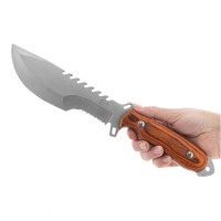 Cutit de vanatoare zimtat, 32 cm, lemn, maro, teaca inclusa Cutit de vanatoare zimtat, 32 cm, lemn, maro, teaca inclusa