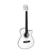 Set corzi si chitara clasica din lemn, Cutaway alb, 95 cm Set corzi si chitara clasica din lemn, Cutaway alb, 95 cm