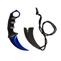 Set cutit karambit si cutit spaniol, otel inoxidabil,19 cm , albastru