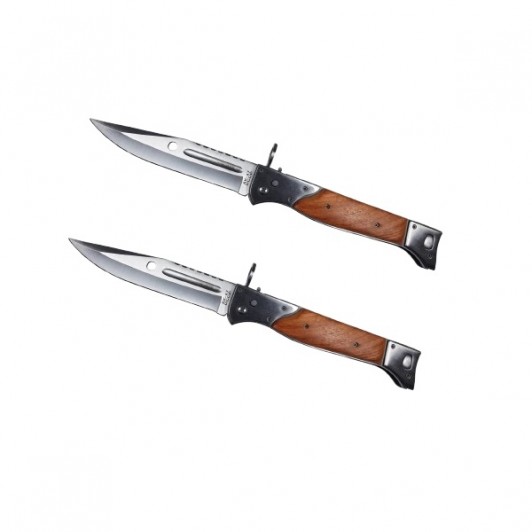 Set doua briceaguri de vanatoare, AK-47 Assault, 22 cm, teaca inclusa, maro Set doua briceaguri de vanatoare, AK-47 Assault, 22 cm, teaca inclusa, maro