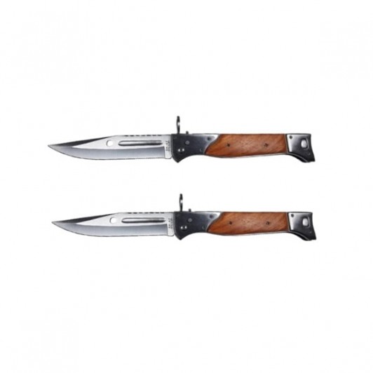 Set doua briceaguri de vanatoare, AK-47 Assault, 34 cm, teaca inclusa, maro Set doua briceaguri de vanatoare, AK-47 Assault, 34 cm, teaca inclusa, maro