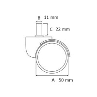 Rolă universală pentru scaune de birou, Ø11 mm, PVC dur