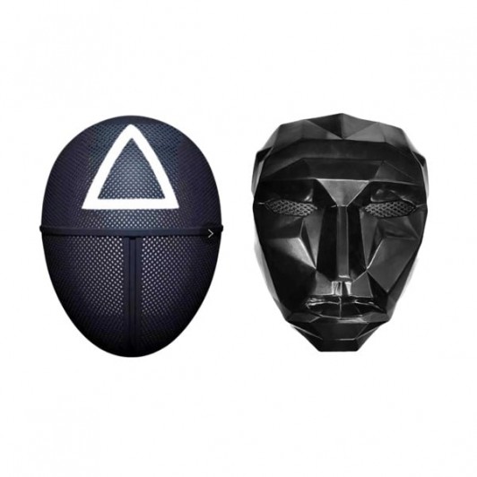 Set doua masti pentru carnaval, Squid Game, Triunghi, Lider, Negru Set doua masti pentru carnaval, Squid Game, Triunghi, Lider, Negru