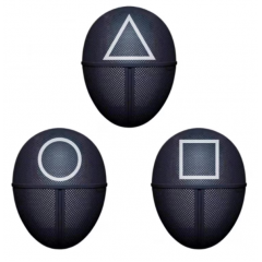 Set trei masti pentru carnaval, Squid Game, Triunghi, Patrat, Cerc, Negru Set trei masti pentru carnaval, Squid Game, Triunghi, Patrat, Cerc, Negru