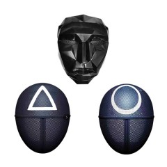 Set trei masti pentru carnaval, Squid Game, Triunghi, Cerc, Lider, Negru Set trei masti pentru carnaval, Squid Game, Triunghi, Cerc, Lider, Negru