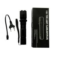 Set Electrosoc Lanterna tip Police 1000KV si Briceag fluture de antrenament, 22.5 cm, argintiu