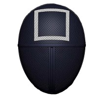 Set trei masti pentru carnaval, Squid Game, Patrat, Negru Set trei masti pentru carnaval, Squid Game, Patrat, Negru