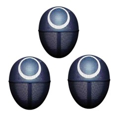 Set trei masti pentru carnaval, Squid Game, Cerc, Negru Set trei masti pentru carnaval, Squid Game, Cerc, Negru