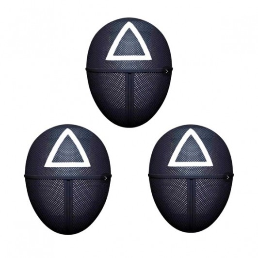 Set trei masti pentru carnaval, Squid Game, Triunghi, Negru Set trei masti pentru carnaval, Squid Game, Triunghi, Negru