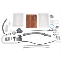 Chiuvetă bucătărie multifuncțională, Duș Extractabil, Tocător Lemn, LCD Temperatură, 2 Jeturi Apă, A