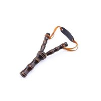 Set praștie din lemn si 200 bile metalice 7 mm pentru airsoft si prastie, 19 cm, Maro