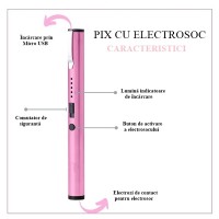 Electrosoc tip stilou Muria, incarcare USB, cu 3.7V, indicator LED, roz Electrosoc tip stilou Muria, incarcare USB, cu 3.7V, indicator LED, roz