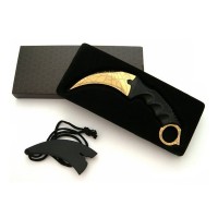 Cuțit Karambit de antrenament, model auriu, design pânză de păianjen, 18,5 cm Cuțit Karambit de antrenament, model auriu, design pânză de păianjen, 18,5 cm