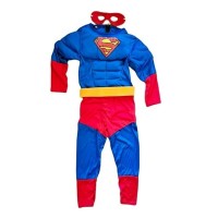 Costum Superman cu muschi, pelerina si masca, 5-7 ani, 110-120 cm