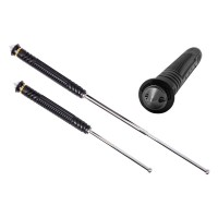 Baston telescopic pliabil, titan, ciocan geamuri detasabil, 65,5 cm, husa cordura, negru