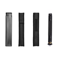 Baston telescopic pliabil, ciocan geamuri detasabil, 53,5 cm, husa cordura, argintiu