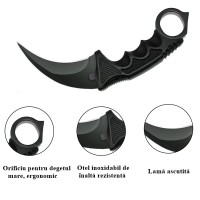 Set doua cutite karambit, 19 cm, negru, teaca inclusa Set doua cutite karambit, 19 cm, negru, teaca inclusa
