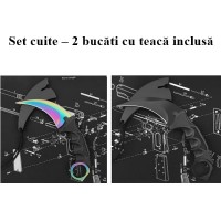 Set doua cutite karambit, 19 cm, multicolor/negru, teaca inclusa