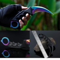 Set doua cutite karambit, 19 cm, multicolor/negru, teaca inclusa