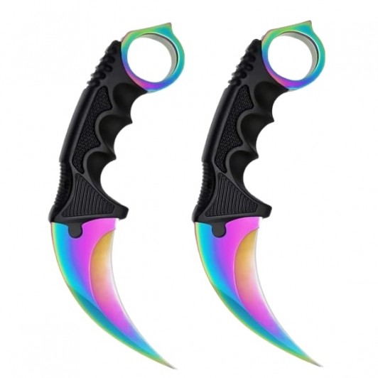 Set doua cutite karambit, 19 cm, multicolor, teaca inclusa Set doua cutite karambit, 19 cm, multicolor, teaca inclusa