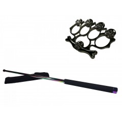 Set baston telescopic 66 cm si box-rozeta craniu negru