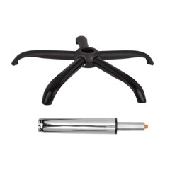 Set baza pentru scaun directorial plastic, 64 cm si cilindru piston, gaz, pentru scaune birou, argin