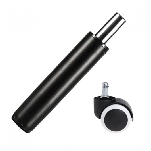 Set rotita universala cauciuc si cilindru piston, gaz, pentru scaune birou, negru, 35 cm