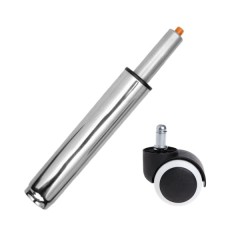 Set rotita universala cauciuc si cilindru piston, gaz, pentru scaune birou, argintiu, 35 cm