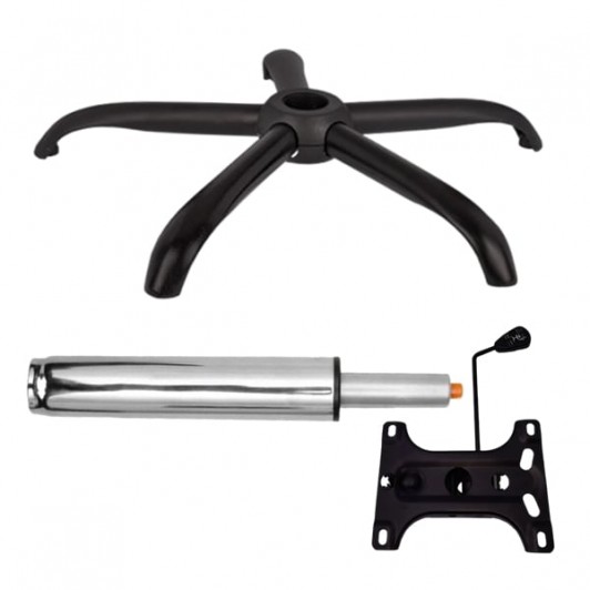 Set placuta balans metalica 26 x 15 cm, baza 64 cm si cilindru piston, gaz, pentru scaune birou, arg