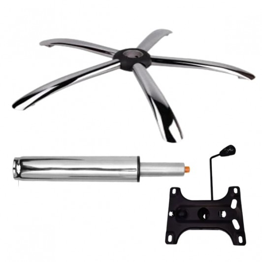 Set placuta balans metalica 26 x 15 cm, baza 60 cm si cilindru piston, gaz, pentru scaune birou, arg