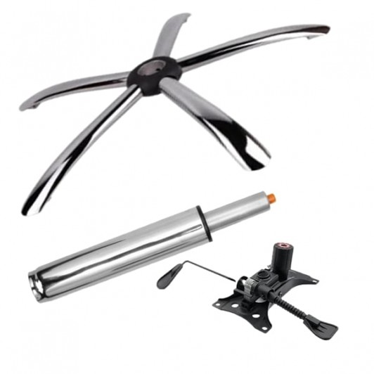 Set placuta balans metalica 25 x 15 cm, baza 60 cm si cilindru piston, gaz, pentru scaune birou, arg