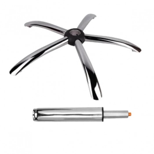 Set baza pentru scaun directorial, 60 cm si cilindru piston, gaz, pentru scaune birou, argintiu, 35
