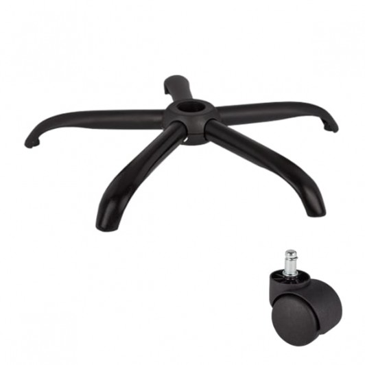 Set baza pentru scaun directorial plastic, 64 cm si rolă universală  Ø11 mm, PVC