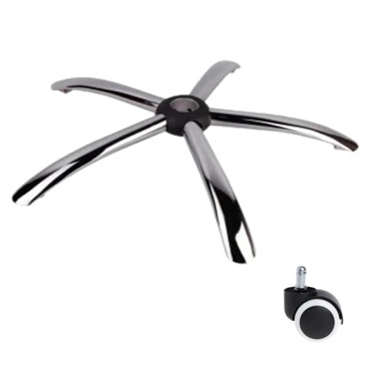 Set baza pentru scaun directorial, 60 cm si rolă universală, cauciuc