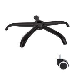 Set baza pentru scaun directorial plastic, 64 cm si rolă universală, cauciuc