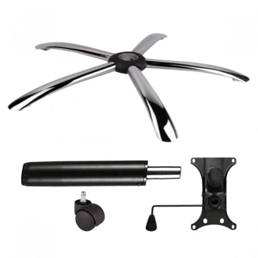 Set placuta balans metalica 20 cm x 15 cm, baza 60 cm, rolă universală  Ø11 mm si cilindru piston, gaz, pentru scaune birou, negru, 35 cm