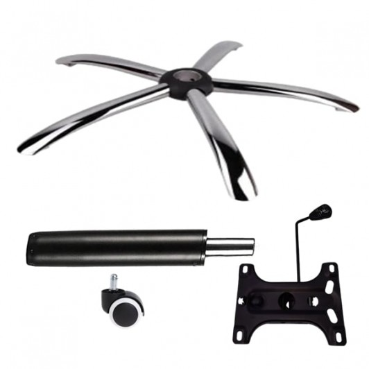 Set placuta balans metalica 20 cm x 15 cm, baza 60 cm, rolă universală  cauciuc si cilindru piston, gaz, pentru scaune birou, negru, 35 cm