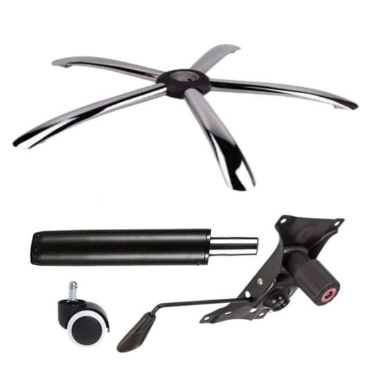 Set placuta balans metalica 22 cm x 15 cm, baza 60 cm, rolă universală  cauciuc si cilindru piston, gaz, pentru scaune birou, negru, 35 cm