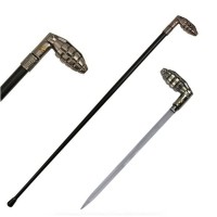 Baston decorativ, metalic, sabie interioara, 94 cm, negru