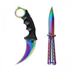 Set 2 cutite DEPOX®, karambit si fluture, otel inoxidabil, multicolor Set 2 cutite DEPOX®, karambit si fluture, otel inoxidabil, multicolor