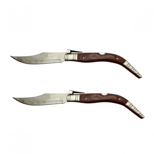 Set doua bricege de vanatoare cricket, lamă oțel inoxidabil, maro, 50 cm