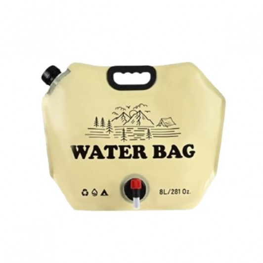 Sac de apa pliabil 8L, pentru camping si calatorii, bej