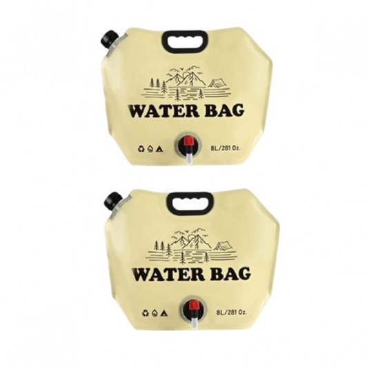 Set 2 saci de apa pliabili 8L, pentru camping si calatorii, bej
