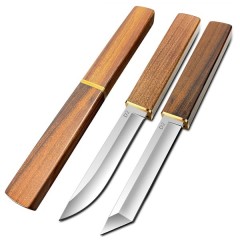 Set doua cutite japoneze fixed blade, maner lemn, 24 cm, camping, vanatoare