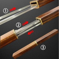 Set doua cutite japoneze fixed blade, maner lemn, 24 cm, camping, vanatoare