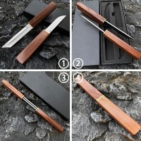 Set doua cutite japoneze fixed blade, maner lemn, 24 cm, camping, vanatoare
