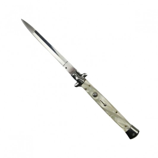 Briceag automat stiletto, Italian Blade, otel inoxidabil, husa inclusa, argintiu, 33 cm