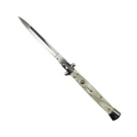 Set doua bricege automate stiletto, Italian Blade, otel inoxidabil, husa inclusa, argintiu, 33 cm